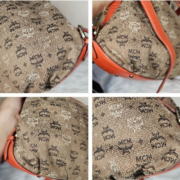 🔹MCM🔹️visetos jacquard brown orange bucket Draw String  crossbody shoulder bag - Picture 10 of 12